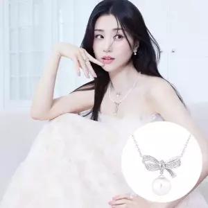 [DIAME](강남점)[박하선PICK] 보우보우 18K골드 담수진주 랩다이아 목걸이 FGDPN1303WWLAB