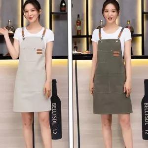 바리스타 카페 앞치마 북유럽 플로리스트 남녀공용 캔버스 앞치마 작업용 주방 요리 유니폼 카페