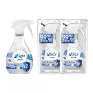 페브리즈 항균플러스 섬유탈취제 깨끗한 향 370ml 본품 320ml 리필 2개 세트