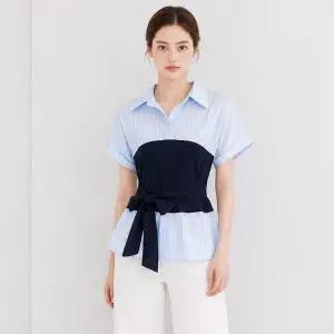 (택가79000원)[샐리] 카라배색스트랩블라우스_I6B-CBL015