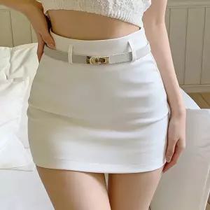 채핏 마치 벨트속바지 스커트 섹시 미니 H라인 글램 홀복 치마 클럽룩 파티 슬림핏