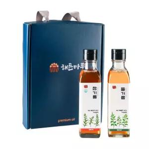 저온압착 국산참기름 180ml +국산들기름 180ml 선물세트