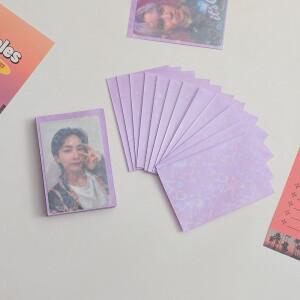 50pcs  레이저 하트 카드 필름 ID 학생 게임 대한 모양의 반짝이는 보호 PVC 슬리브