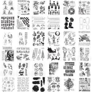 왁스씰 인간의 얼굴 프로필 클리어 우표 크리스마스 트리 장식 DIY Scrapbooking 인사말 카드 만들기를위한 따뜻한 소원 인감