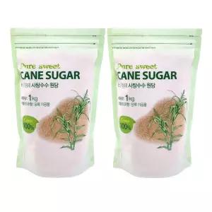 퓨어스윗 비정제 사탕수수원당 2kg(1kgx2팩)/갈색설탕 사탕수수당100 화학처리 NO