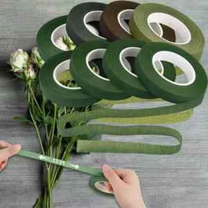 플로럴테이프 4롤 120야드 12mm 자가 접착 꽃다발 줄기 테이프 인공 플로럴 그린 DIY 재료