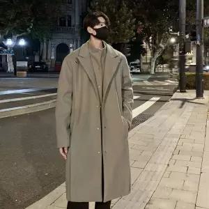 남성용 하프 모직 투피스 트렌치 코트 두벌 탈부착 가짜 원픽1