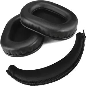 기크리아 이어패드 소니 MDR-7506 MDR-CD900ST 헤드폰 수리 부품 수트(블랙)와 호환되는 헤드밴드 세트