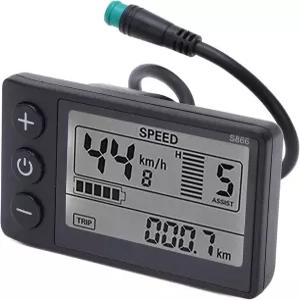S866 전기 자전거 LCD 디스플레이 미터 24V 36V 48V 컨트롤 패널 방수 커넥터 무선 속도계 오도미터 22.2mm