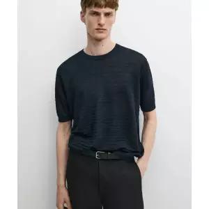 MASSIMO DUTTI 100% 린넨 반팔 니트 스웨터 444542