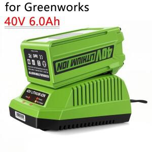 그린웍스 40V 6000mAh G-MAX 리튬이온 배터리 사 호환 (잔디깎이 정원용 전동 공구 충전기용)