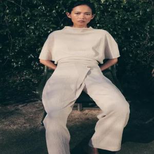 zara 자라 텍스처 크로스 팬츠 - 베이지1165/094/450134892