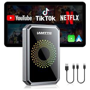 넷플릭스/유튜브/틱톡 스트리밍용 LAMTTO 3-in-1 매직 비디오 박스, OEM 유선 카 플레이 및 안드로이드 오토 카를 위한 USB 드라이브가 포함된 무선 카플레이 어댑터 동글