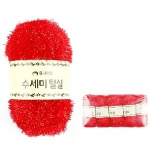 유니아트 뜨개실 (털실) 수세미 털실 미니 (5개입) (빨강)
