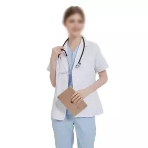 반팔 피부관리사 병원가운 여의사 약사 미디 가운 의사 자켓