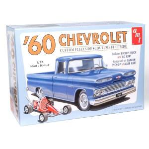 AMT 1960 쉐보레 커스텀 플릿사이드 픽업 w-Go 카트 1:25 스케일 모델 키트