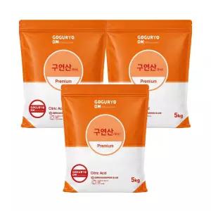 구연산 프리미엄 5kgx3개=15kg(무수)/섬유린스 세탁세제 청소세제/과탄산소다 베이킹소다/고구려디엠