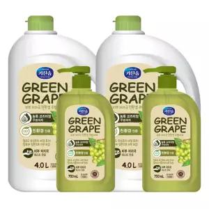 키친솝 청포도 주방세제 4.0L x 2개 + 700ml x 2개