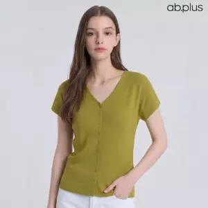 [ab.plus] 브이넥 단추 반팔 니트 (LSA2MW43A)