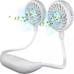 HandFan 넥밴드 선풍기 5000mAh 대용량 휴대용 목걸이 26시간 지속 6단 풍량 조절 화이트