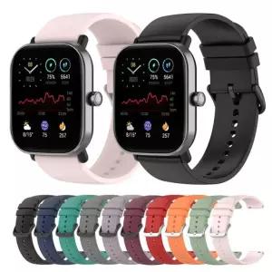 Huami Amazfit GTS 4/2 Mini 3 2e Bip 3/Bip U Pro 용 스마트 시계 밴드 20mm 실리콘 스트랩 Light Blue 20mm