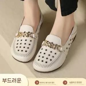 스파이더맨 여친 여름 리얼 펀칭 통기 단화 속굽 컴포트 샌들 수제화 OPH5