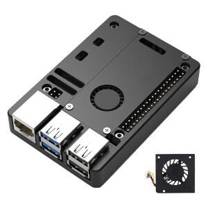 라즈베리 파이 5용 팬이 있는 엘레유니버스 초박형 CNC 알루미늄 합금 GPIO 패시브 쿨링 케이스 2GB / 4GB 8GB 16GB