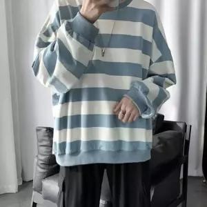 데일리 단가라 티셔츠 루즈핏 남성 오버핏 맨투맨 스트라이프