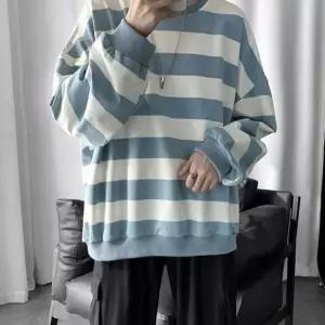 데일리 단가라 티셔츠 루즈핏 남성 오버핏 맨투맨 스트라이프
