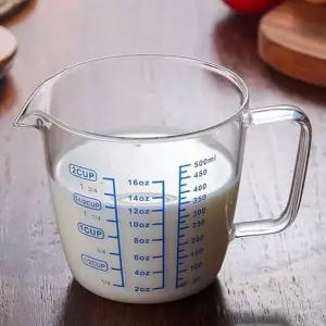 유리 계량 컵 계량 용기 내열 뚜껑있는 베이킹용 500ml 눈금 투명