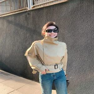 숏 하이넥 코트 가을 여성 숏자켓 루즈핏 보온 간절기