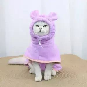 초흡수성 빠른 건조 후드 목욕 가운 귀여운 애완 동물 고양이 개용 수건 조절 가능한 극세사 코트 코기