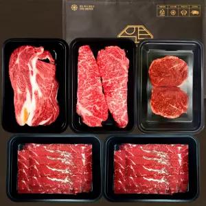 [압구정한우] 1++등급 한우선물세트 2kg~1.4kg 프리미엄 명품 구이용 등심 채끝 안심 불고기 양지 모둠  투뿔 소고기 실속형 명절선물