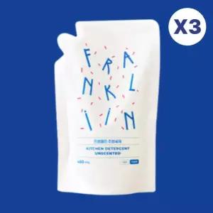 프랭클린 주방 세제 젖병 과일 세척 리필 450ml 3개