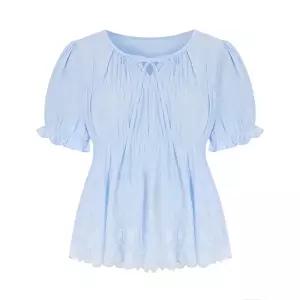 (택가79000원)[샐리] 리본스트링퍼프반팔블라우스_I6B-CBL009