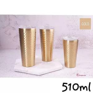 허니벌집 스텐 보온보냉 텀블러 이중진공 510ml 골드pqr150
