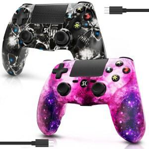 PS4용 2팩 무선 컨트롤러, 소니 플레이스테이션 4용 더블 쇼크 6축 모션 센서, 민감한 터치 패드, 내장 스피커 및 3.5mm 헤드셋 잭, PS4 /Pro /Slim과 호환 가능