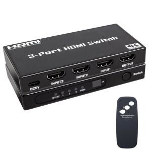 HD 스위치 3 IN 1 OUT 리모컨이 있는 4K 30HZ 울트라 셀렉터 고속 10.2GBPS 전송 PC 및 TV U2013 플러그 앤 플레이와 호환 가능
