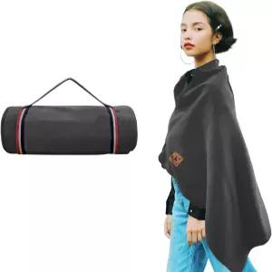 USB 온열 숄 랩 - 따뜻한 플란넬 웨어러블 담요 휴대용 자동차 겨울용 푹신한 소파 의자 던지기 가정용