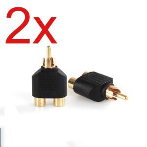 2PCS 1 ~ 2 RCA 포노 오디오 비디오  Y 분배기 어댑터 모노-스테레오 니켈 Pl