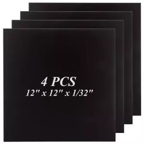 LDXDRU 4팩 양극 산화 알루미늄 시트 12 x 1/32 0.04 인치 검은색 조각 제작 DIY용 1MM 평판 금속판
