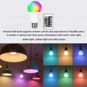 침실 파티 홈 데코용 스포트라이트 10W LED 전구 220V IR 리모컨 포함 색상 변경 멀티컬러 화이트 램프