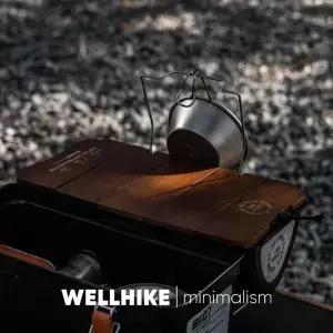 WELLHIKE 5패널 접이식 나무판 도시락용 ？ 레트로 텍스처 금속 케이스 액세서리 야외 캠핑 닉 및 커피용