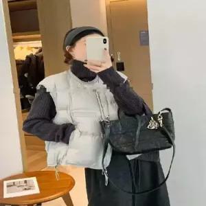 여성 캐주얼 더블 패딩조끼 라운드 보온 조끼 오리털 다운 집업 CH1