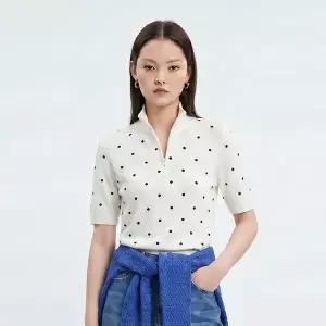 [롯데백화점]헤지스레이디스 도트 집업 풀오버 HSSW6B502