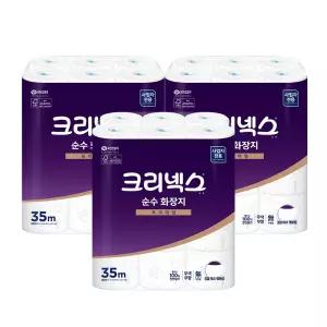 크리넥스 순수 프리미엄 3겹 35M 24롤 3팩 천연펄프 두루마리 화장지 
