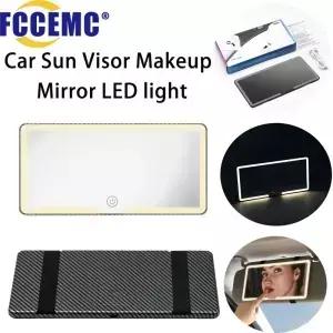 차량용 LED 메이크업 미러 HD 3단계 조절 충전식 대형 화면 보조 조명 화장 거울 선바이저 장착