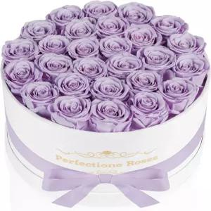 퍼펙티브 로즈 27 상자 안의 장미 어머니의 날 위한 보존된 꽃 여성을 배달 생일 선물용 라벤더
