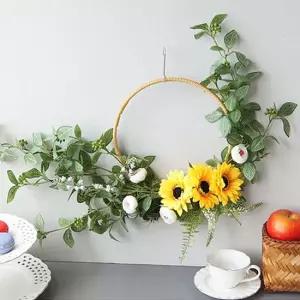 해바라기가랜드 조화 해바라기 리스 1P 행운 재물 개업 집들이 선물 꽃장식리스