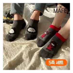 메이프 더블쿠션 여성 두꺼운 겨울 기모 덧신 버선 삭스 5set